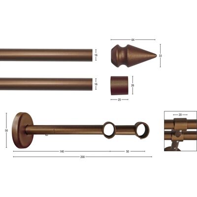GARESA SPYRNA Gardinenstange - 430cm, bronzefarben, 2-läufig, verlängerbar GARESA SPYRNA Gardinenstange - 430cm, bronzefarben, 2-läufig, verlängerbar