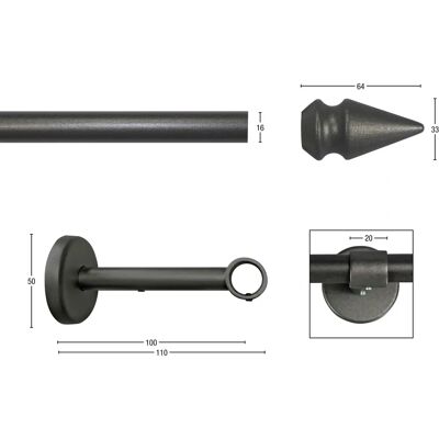 GARESA SPYRNA Gardinenstange - 420cm, Metall & Holz, Verlängerbar - Typ: Einläufig GARESA SPYRNA Gardinenstange - 420cm, Metall & Holz, Verlängerbar - Typ: Einläufig