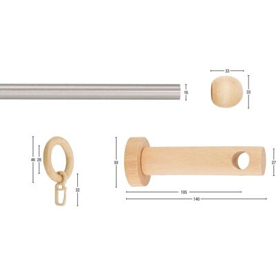 GARESA NEVADA Gardinenstange - Beige, 480cm, 16mm, 1-läufig - Vorhangstange GARESA NEVADA Gardinenstange - Beige, 480cm, 16mm, 1-läufig - Vorhangstange