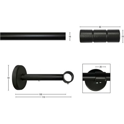 GARESA Staura Gardinenstange - 480cm, 16mm, Metall & Holz, Verlängerbar GARESA Staura Gardinenstange - 480cm, 16mm, Metall & Holz, Verlängerbar