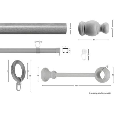 GARESA NOVA Holz-Gardinenstange - Rustikale Eiche, 70-140cm, Doppel GARESA NOVA Holz-Gardinenstange - Rustikale Eiche, 70-140cm, Doppel