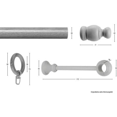 GARESA NOVA Holz Gardinenstange - 28mm Ø, 440cm Länge GARESA NOVA Holz Gardinenstange - 28mm Ø, 440cm Länge