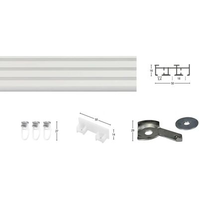 GARESA Kompakt Gardinenschiene 420cm - 3-läufig Aluminium Weiß GARESA Kompakt Gardinenschiene 420cm - 3-läufig Aluminium Weiß