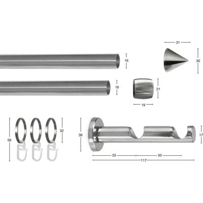 GARESA DIAMANT Gardinenstange - Doppelstab, 200cm GARESA DIAMANT Gardinenstange - Doppelstab, 200cm