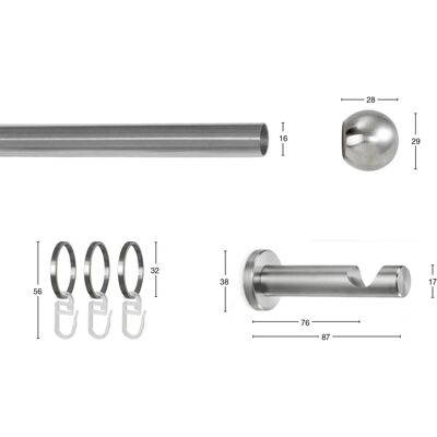 GARESA KUGEL - 380cm Gardinenstange - Silber GARESA KUGEL - 380cm Gardinenstange - Silber