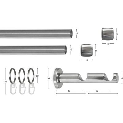 GARESA KAPPE Silber Gardinenstange - 430cm, 2-läufig, Metall, Verstellbar GARESA KAPPE Silber Gardinenstange - 430cm, 2-läufig, Metall, Verstellbar
