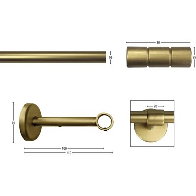 GARESA Staura 370cm Gold Gardinenstange - Robust, Verstellbar, Holz-Endkappen GARESA Staura 370cm Gold Gardinenstange - Robust, Verstellbar, Holz-Endkappen