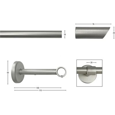 GARESA ZYLI Gardinenstange - Verstellbar, Silber GARESA ZYLI Gardinenstange - Verstellbar, Silber