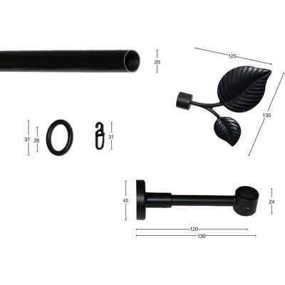 GARESA Blatt Gardinenstange - 380cm Verlängerbar Leichte Vorhänge GARESA Blatt Gardinenstange - 380cm Verlängerbar Leichte Vorhänge