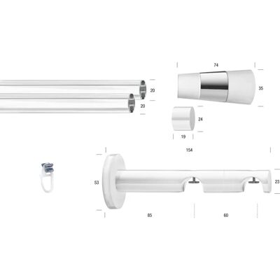 GARESA WEISS Gardinenstange - 410cm, 2-läufig, verstellbar GARESA WEISS Gardinenstange - 410cm, 2-läufig, verstellbar