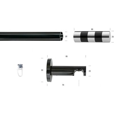 GARESA Schwarze Gardinenstange - 360cm, 20mm, Verstellbar GARESA Schwarze Gardinenstange - 360cm, 20mm, Verstellbar