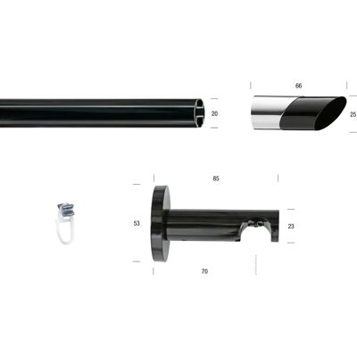 GARESA Schwarz 420cm Gardinenstange - Verstellbare Länge GARESA Schwarz 420cm Gardinenstange - Verstellbare Länge