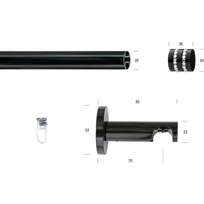 GARESA Schwarze 410cm Verstellbare Gardinenstange - Gardinenstange GARESA Schwarze 410cm Verstellbare Gardinenstange - Gardinenstange
