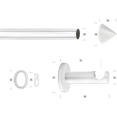 GARESA Weiße 320cm Gardinenstange - Vorhang Typ GARESA Weiße 320cm Gardinenstange - Vorhang Typ