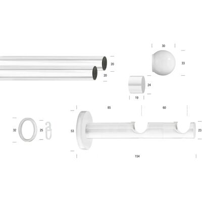 GARESA WEISS 410cm 2-läufig - Gardinenstange GARESA WEISS 410cm 2-läufig - Gardinenstange