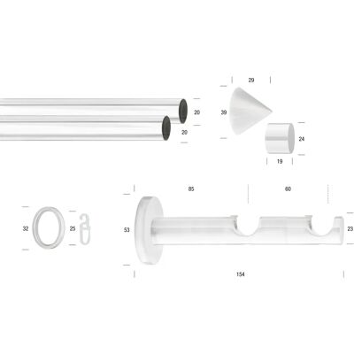 GARESA WEISS 380cm Stahl Gardinenstange - Gardinenstange GARESA WEISS 380cm Stahl Gardinenstange - Gardinenstange