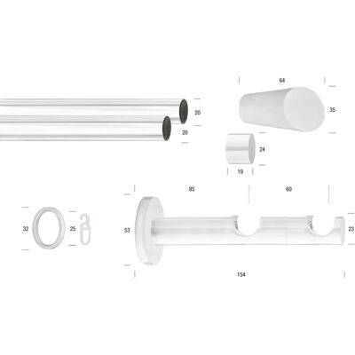 GARESA Weiße Gardinenstange 280cm 2-läuft - Vorhangstange GARESA Weiße Gardinenstange 280cm 2-läuft - Vorhangstange