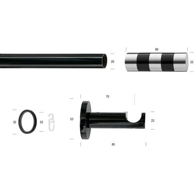 GARESA Schwarze Gardinenstange 340cm Verstellbar - Gardinenstangen GARESA Schwarze Gardinenstange 340cm Verstellbar - Gardinenstangen