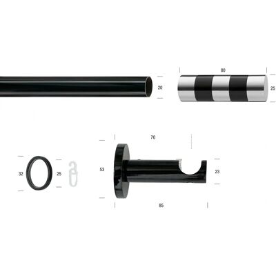 GARESA Schwarze 370cm Gardinenstange - 1-läufig, Verstellbar GARESA Schwarze 370cm Gardinenstange - 1-läufig, Verstellbar