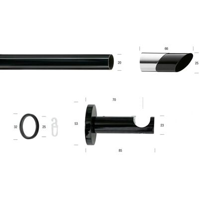 GARESA Schwarze 430cm Gardinenstange - Einlaufig GARESA Schwarze 430cm Gardinenstange - Einlaufig
