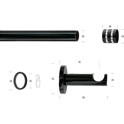 GARESA SCHWARZ 210cm - Gardinenstange GARESA SCHWARZ 210cm - Gardinenstange