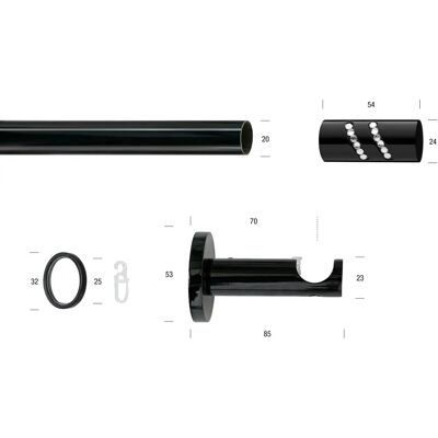GARESA SCHWARZ 320cm Ø20mm - Gardinenstange GARESA SCHWARZ 320cm Ø20mm - Gardinenstange