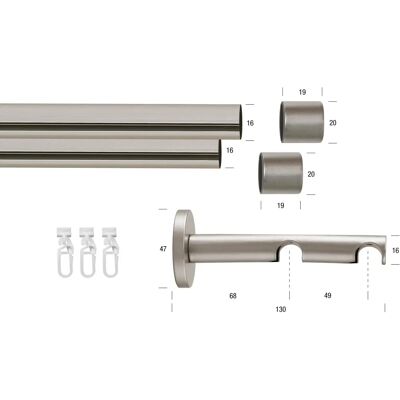 GARESA SEFRA Nickel Matt 380cm - Gardinenstange für mittelschwere Vorhänge GARESA SEFRA Nickel Matt 380cm - Gardinenstange für mittelschwere Vorhänge