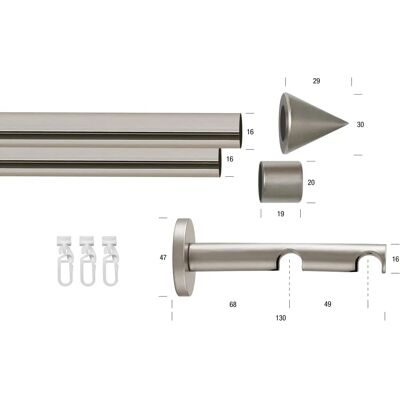 GARESA SEFRA Grau 160cm Verstellbare Gardinenstange - Vorhangtyp GARESA SEFRA Grau 160cm Verstellbare Gardinenstange - Vorhangtyp