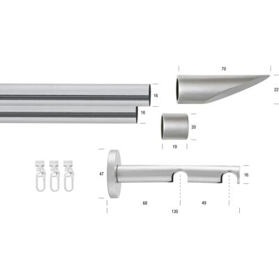 GARESA SEFRA Aluminium Gardinenstange - 310cm, 2-läufig, Verstellbar GARESA SEFRA Aluminium Gardinenstange - 310cm, 2-läufig, Verstellbar
