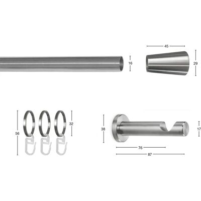 GARESA ROSA Metall Gardinenstange - Verstellbar 310cm - Mittelgewicht GARESA ROSA Metall Gardinenstange - Verstellbar 310cm - Mittelgewicht
