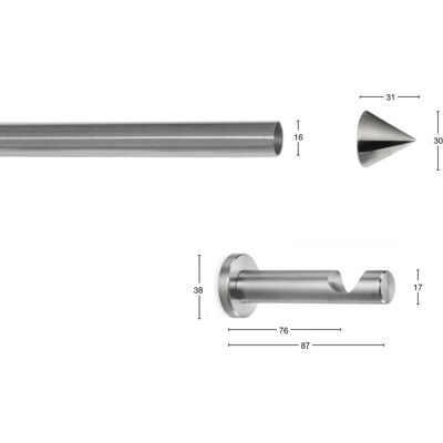 GARESA DIAMANT Gardinenstange - Silber, 370cm, 16mm, Verlängerbar - Vorhangstange GARESA DIAMANT Gardinenstange - Silber, 370cm, 16mm, Verlängerbar - Vorhangstange