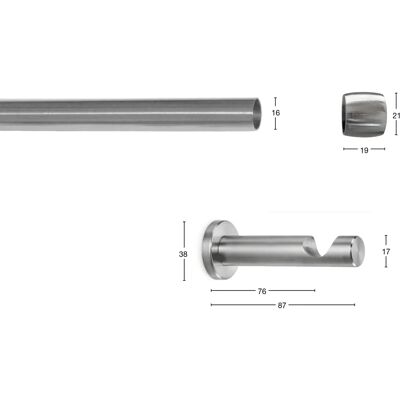 GARESA KAPPE Gardinenstange - Verstellbar, Silber, 250cm GARESA KAPPE Gardinenstange - Verstellbar, Silber, 250cm