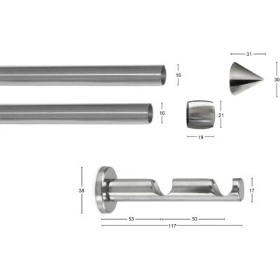 GARESA DIAMANT Metall Gardinenstange - 2-läufig 160cm GARESA DIAMANT Metall Gardinenstange - 2-läufig 160cm