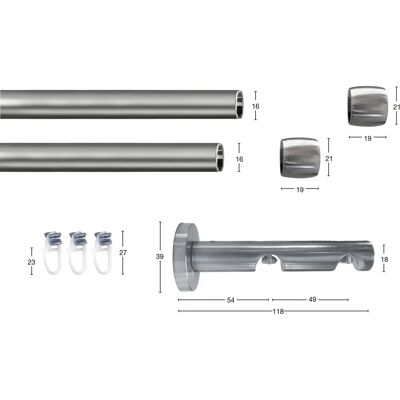 GARESA KAPPE Gardinenstange - Verstellbar, Silber, 370cm GARESA KAPPE Gardinenstange - Verstellbar, Silber, 370cm