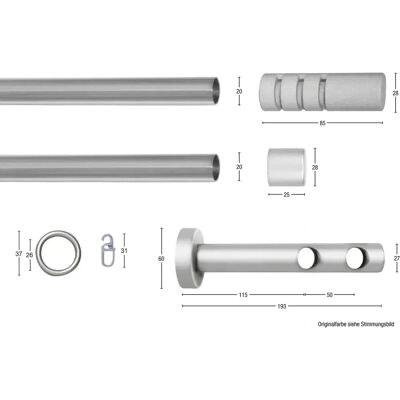 GARESA PEMPIA Gardinenstange - 2 Läufig, 420cm, grau GARESA PEMPIA Gardinenstange - 2 Läufig, 420cm, grau