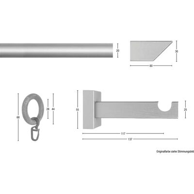 GARESA CUBUS Gardinenstange - Beige Natur - 270 cm - 20 mm Durchmesser GARESA CUBUS Gardinenstange - Beige Natur - 270 cm - 20 mm Durchmesser