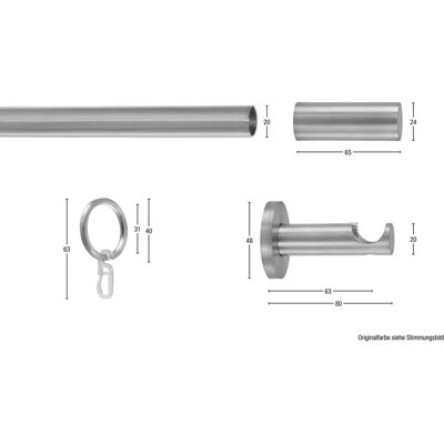 GARESA EASY Aluminium Gardinenstange - Verstellbar, Grau GARESA EASY Aluminium Gardinenstange - Verstellbar, Grau