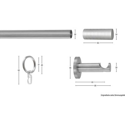GARESA EASY Gardinenstange Grau, verstellbar 64-310cm, Ø20mm GARESA EASY Gardinenstange Grau, verstellbar 64-310cm, Ø20mm