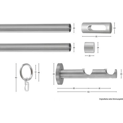 GARESA EASY Gardinenstange - Verstellbar, 2-läufig, Silber GARESA EASY Gardinenstange - Verstellbar, 2-läufig, Silber
