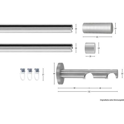 GARESA EASY Gardinenstange - Silber, 65cm x 550cm, 20mm Ø GARESA EASY Gardinenstange - Silber, 65cm x 550cm, 20mm Ø