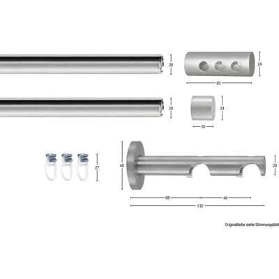 GARESA EASY Gardinenstange - 2-läufig, 300cm, grau GARESA EASY Gardinenstange - 2-läufig, 300cm, grau