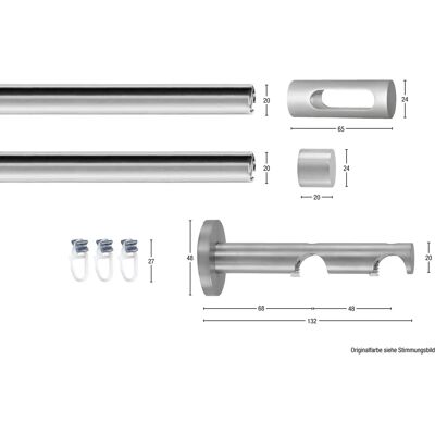 GARESA EASY Silber Gardinenstange 67x170cm 20mm Aluminium GARESA EASY Silber Gardinenstange 67x170cm 20mm Aluminium