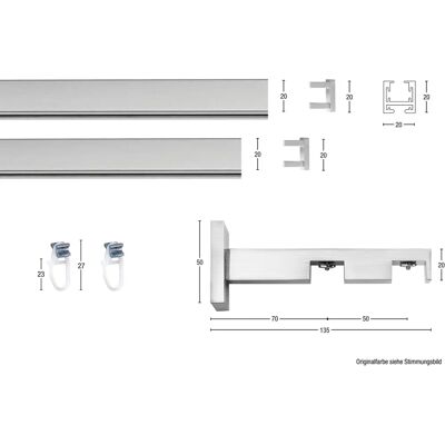 GARESA Nora Gardinenstange - Doppelstange Aluminium 540cm GARESA Nora Gardinenstange - Doppelstange Aluminium 540cm