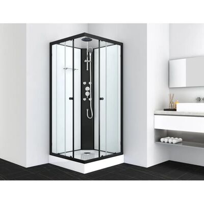 SANOTECHNIK STIL Komplettdusche - Schwarzer Rahmen - 90x225cm SANOTECHNIK STIL Komplettdusche - Schwarzer Rahmen - 90x225cm