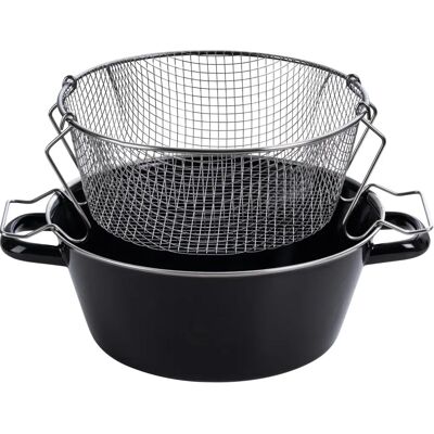 Riess Pommes Frites Pfanne mit Einsatz - Pfanne + Kochtopf - Schwarz pan Riess Pommes Frites Pfanne mit Einsatz - Pfanne + Kochtopf - Schwarz pan