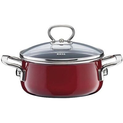 Riess Rojo 16cm Cazo con Tapa de Vidrio - Cazuela Riess Rojo 16cm Cazo con Tapa de Vidrio - Cazuela