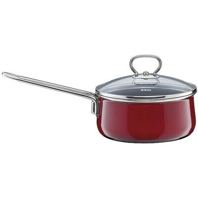 Riess Steilkasserolle mit Glasdeckel - 16cm - Dunkelrot Riess Steilkasserolle mit Glasdeckel - 16cm - Dunkelrot