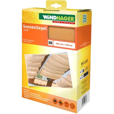 WINDHAGER Beige Zonneseil - 420x140cm Zonnescherm voor Awnings WINDHAGER Beige Zonneseil - 420x140cm Zonnescherm voor Awnings