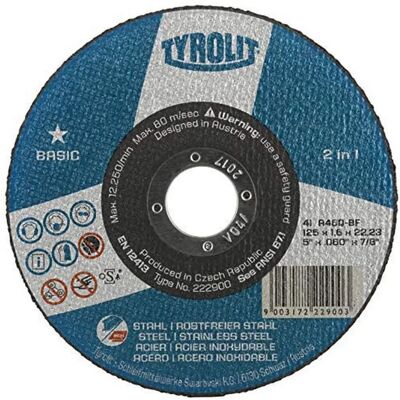 Disco de corte Tyrolit 125mm acero/inox - Duradero y preciso Disco de corte Tyrolit 125mm acero/inox - Duradero y preciso