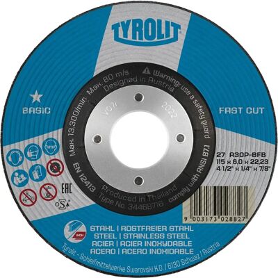 Tyrolit 125x6x22,23 mm Trennscheibe - Stahl & Edelstahl Tyrolit 125x6x22,23 mm Trennscheibe - Stahl & Edelstahl
